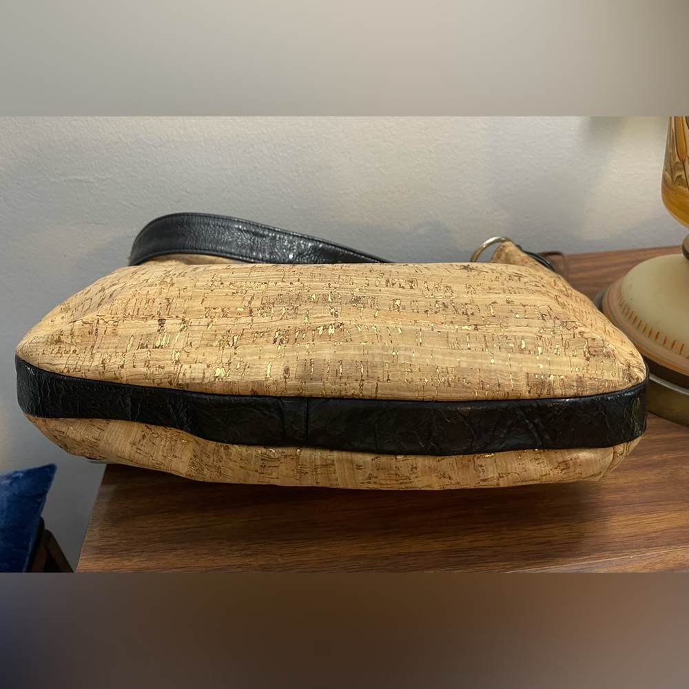Neutral Cork Hobo Bag with Gold Fleck Accent - Picture 3 of 14